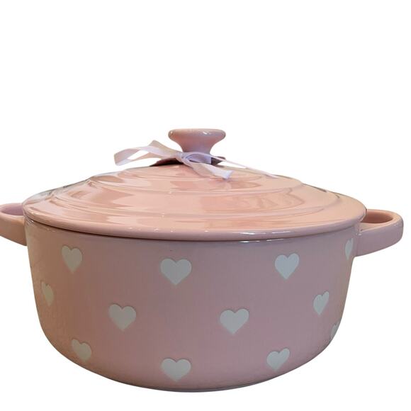 The Bake Shop Hearts Casserole Dish with Lid Valentines Day Pastel Pink New - Picture 7 of 15